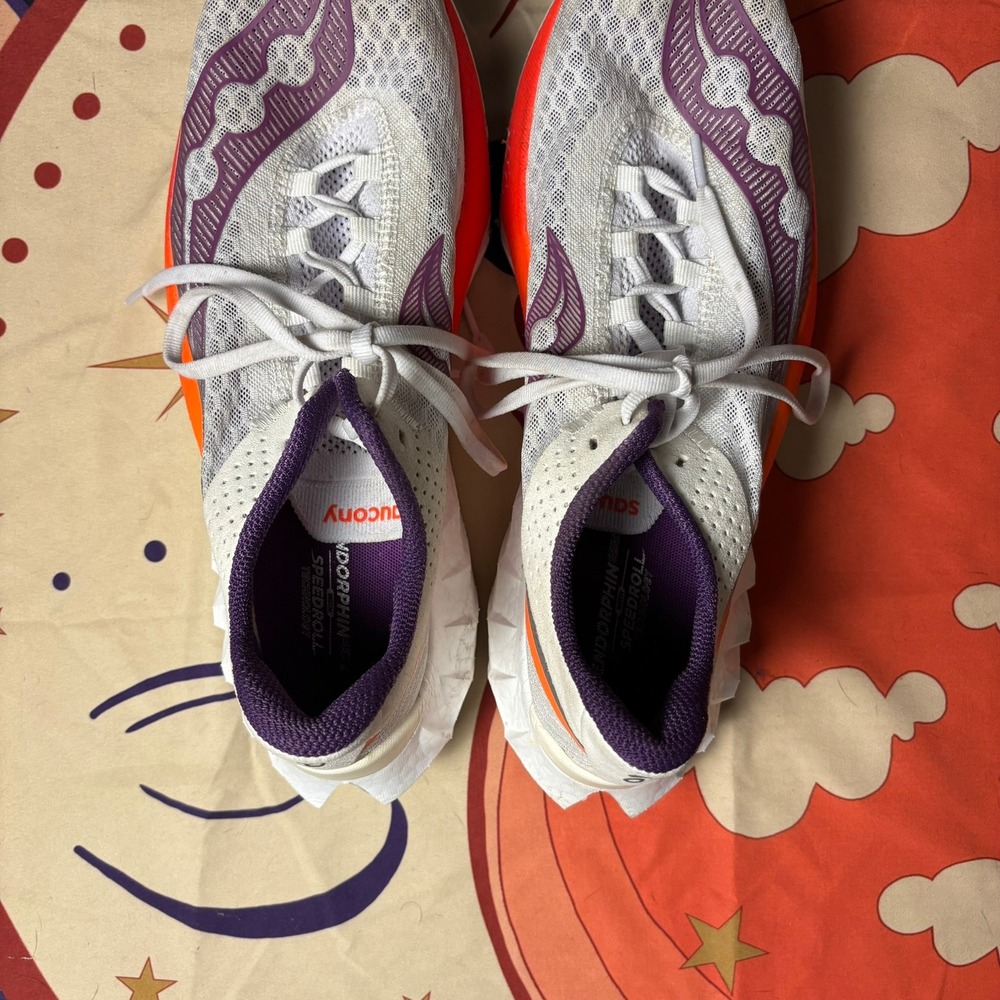 Saucony Endorphin Pro 4 Womens 10 Running Shoes White Purple Orange Outdoor Walk - Picture 3 of 12